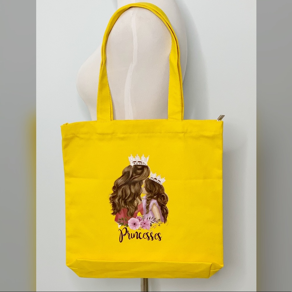 Super cute Mammy and Girl yellow tote bag